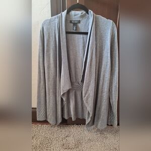 White House Black Market Light Gray Open Cardigan